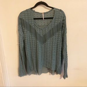 FREE PEOPLE long sleeve top sheer flowy size M